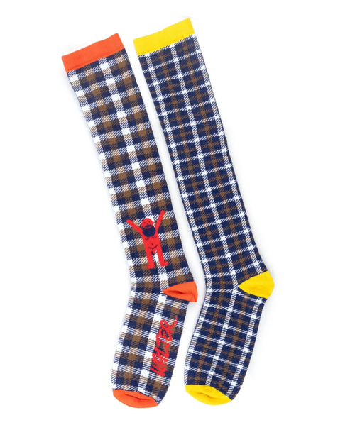 Walter Van Beirendonck A-symmetric Check Socks Comb. I Blue / OS L 9002-BLUE