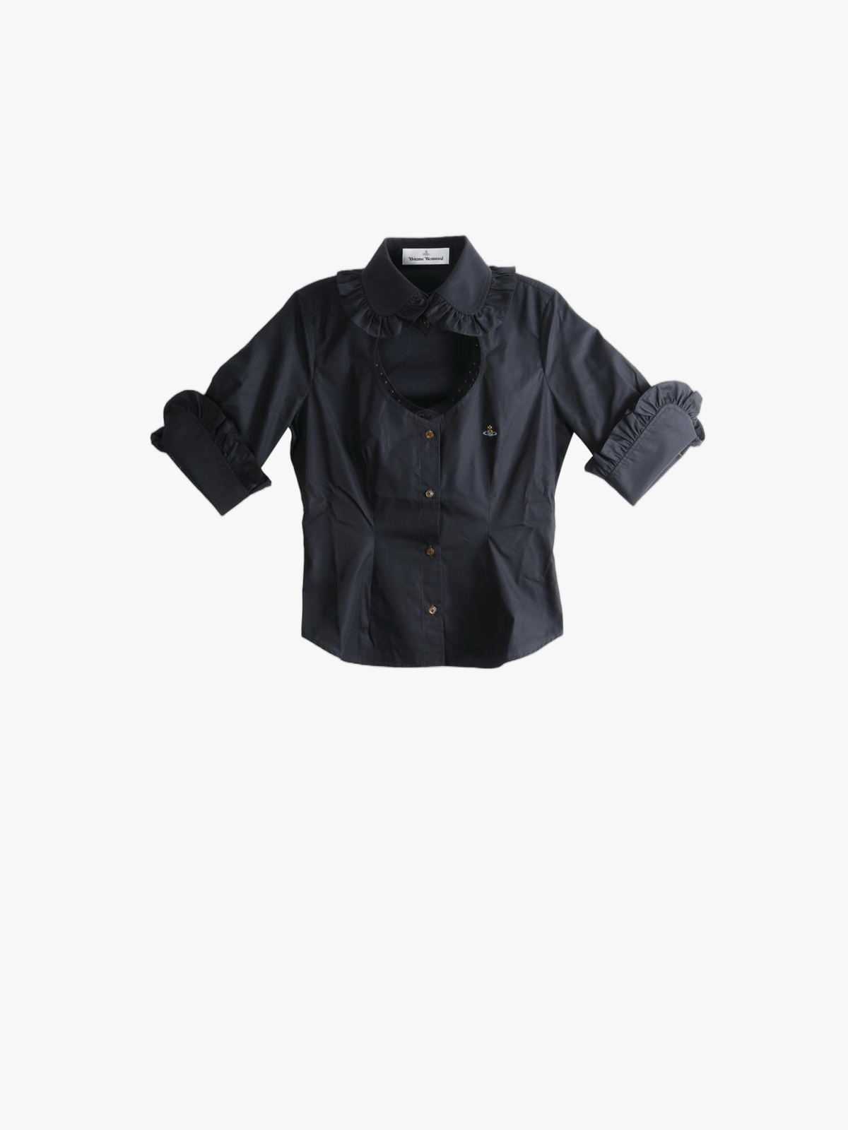 Vivienne Westwood Short Sleeve Toulouse Frill Shirt Black / 38 1501006I-W009Q-BLACK-38