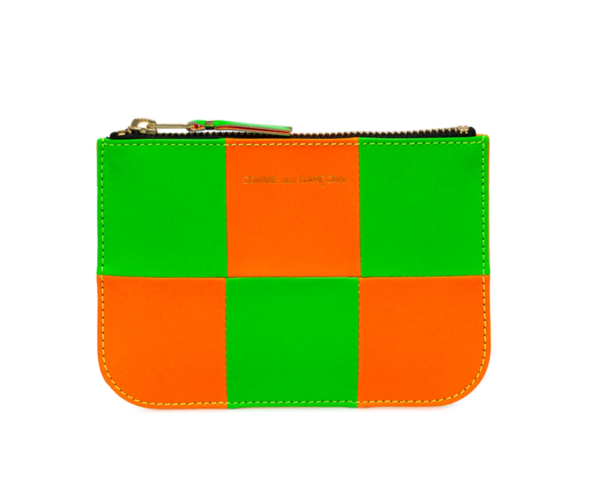 Fluo Squares Small Zip Pouch Orange/Green