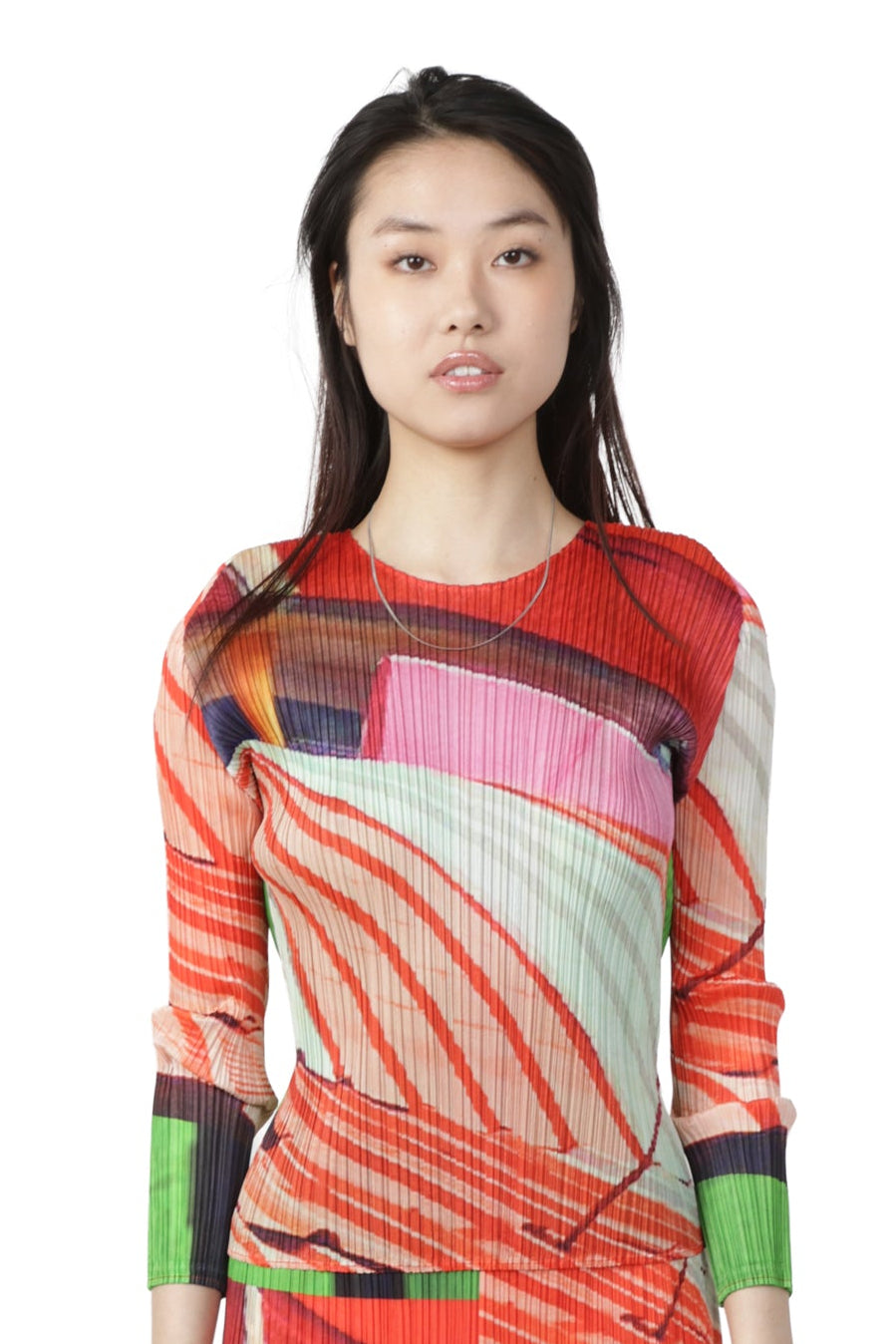 PLEATS PLEASE ISSEY MIYAKE City Collage Top RED x GREEN / 3 PP66JK671