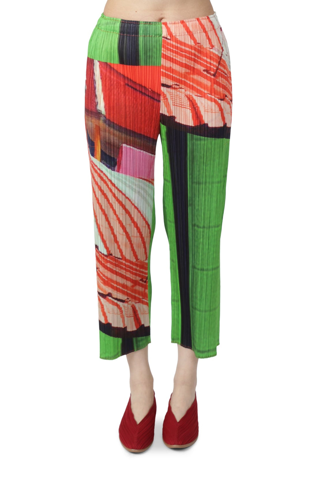 PLEATS PLEASE ISSEY MIYAKE City Collage Pants RED x GREEN / 2 PP66JF674