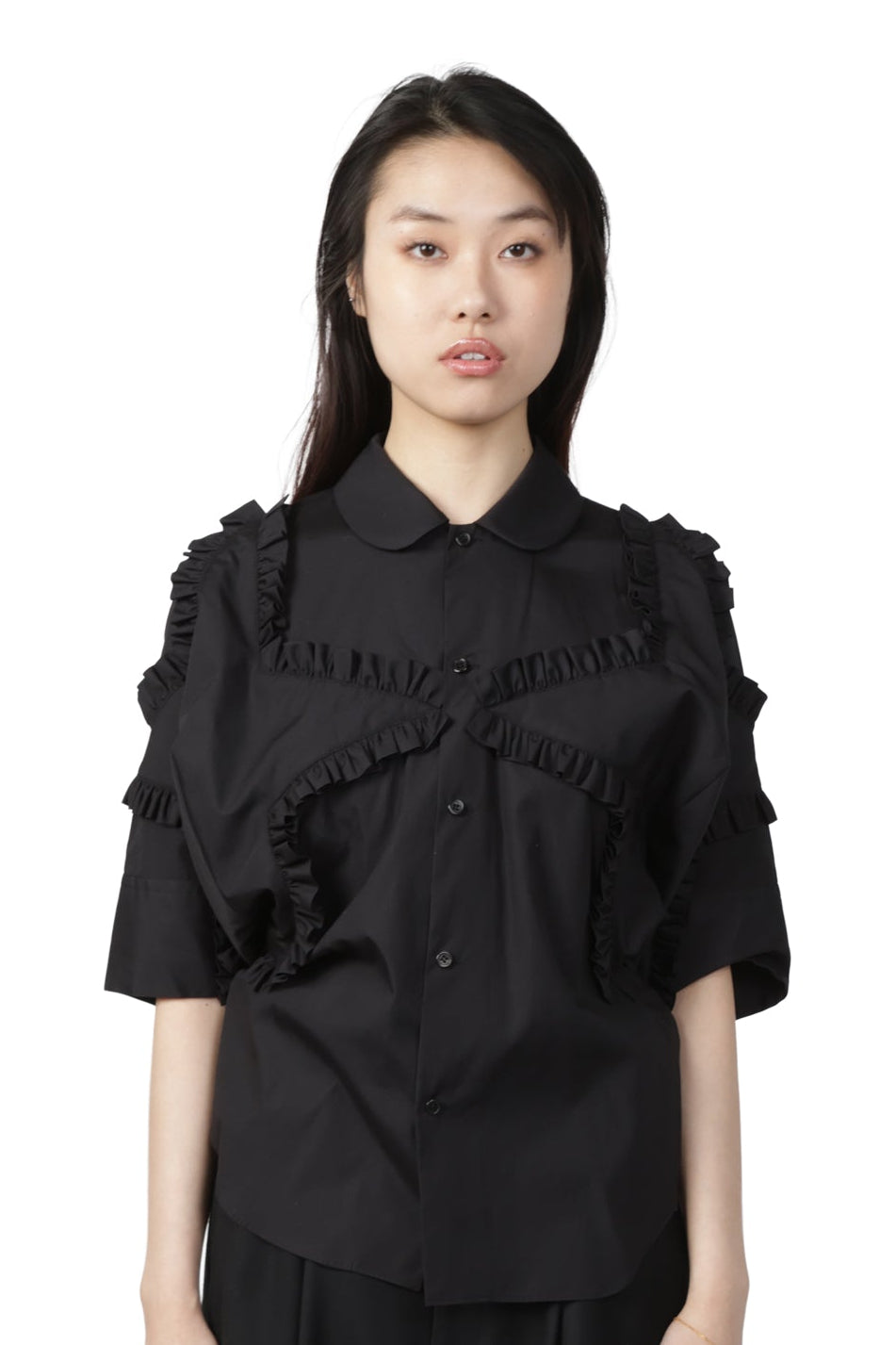 NOIR KEI NINOMIYA Ladies Star Sleeve Blouse BLACK - BLACK / S 3Q-B006-S26