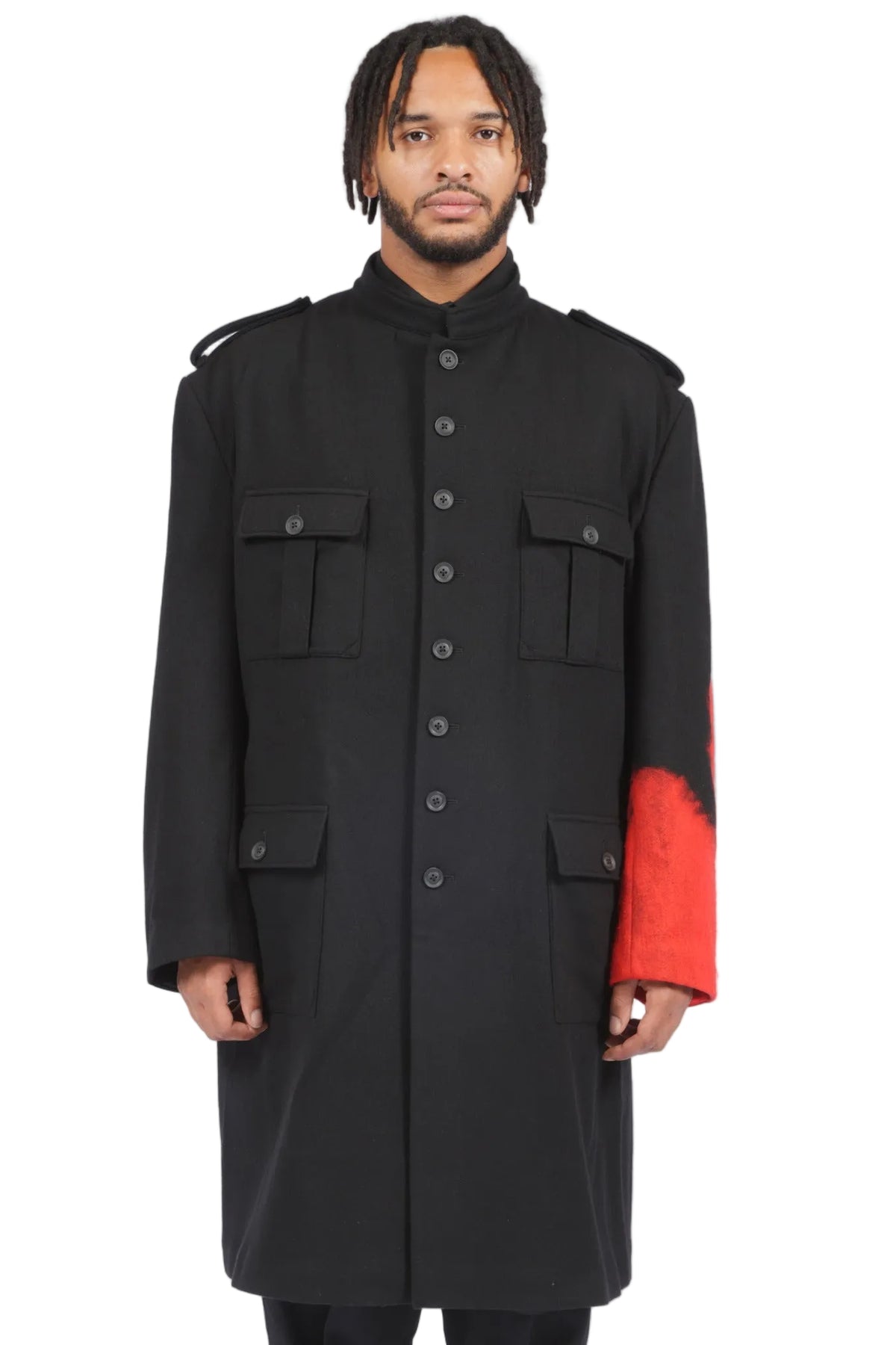 Needle Punch Flannel Red Military Jacket