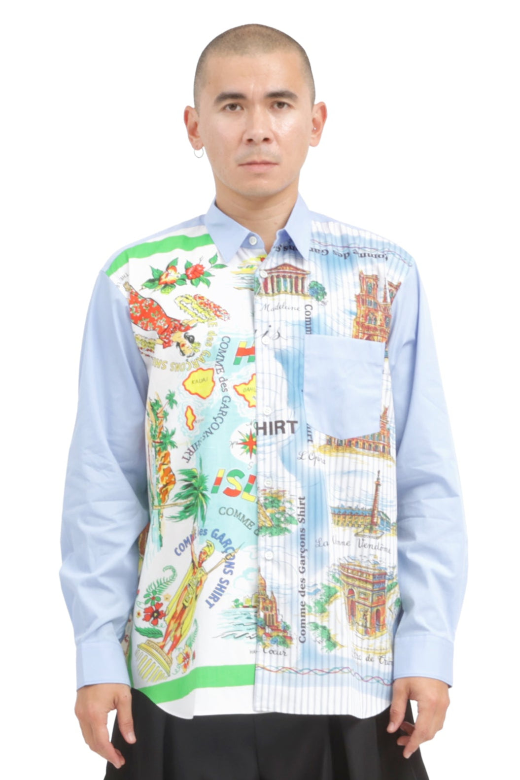 Mens Postcard Button Up