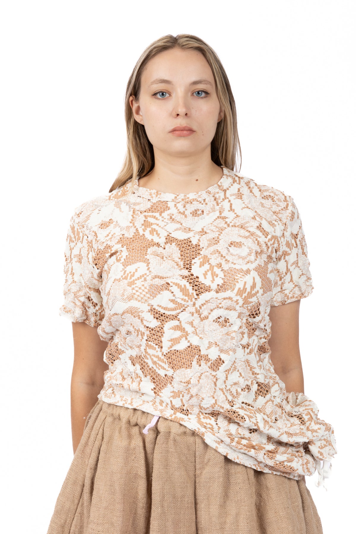 COMME des GARÇONS Lace Motif T-Shirt IVORY/BEIGE / S GQ-T025-S26-1-2