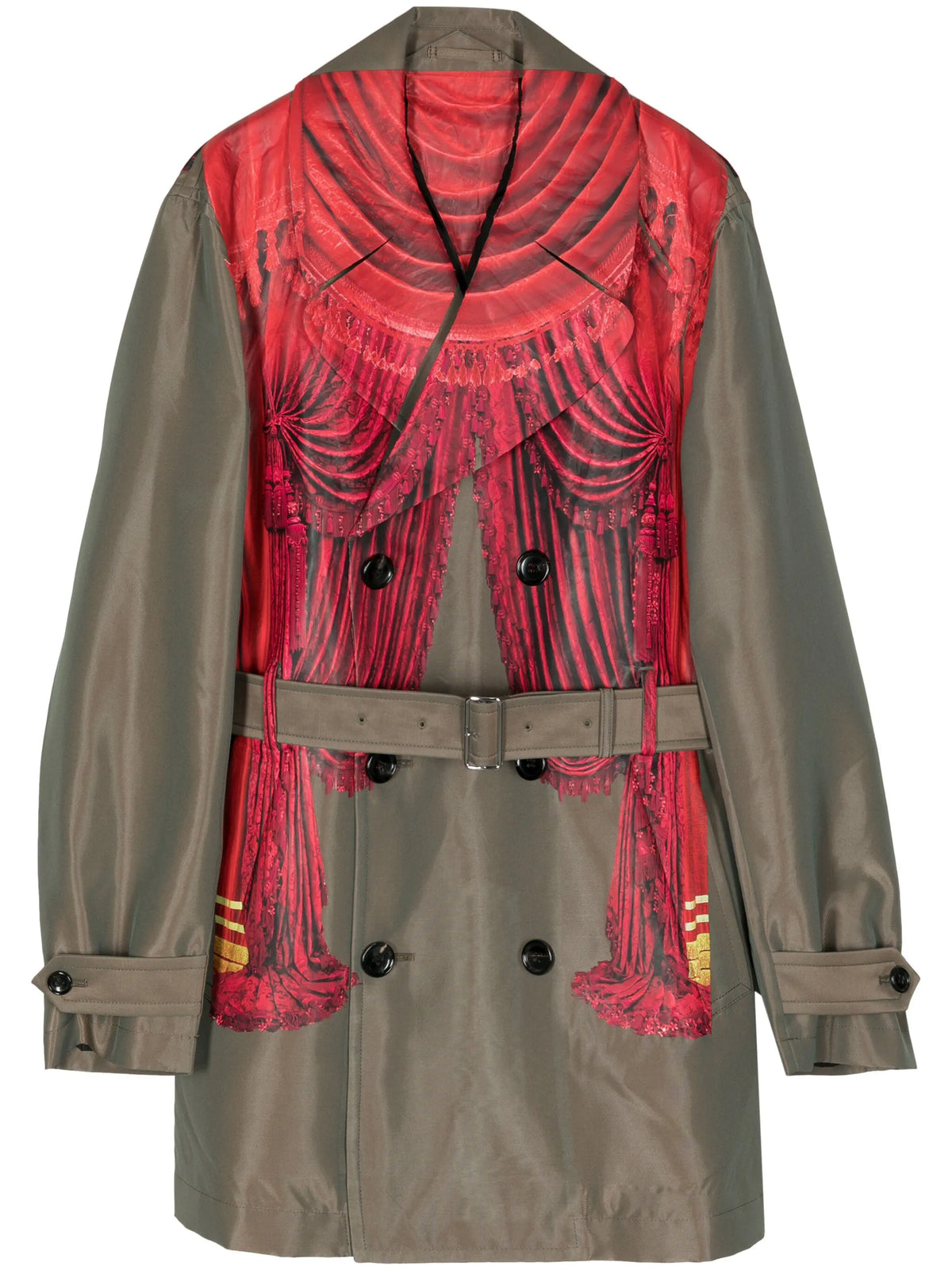 Graphic Printed Curtain Trench Coat