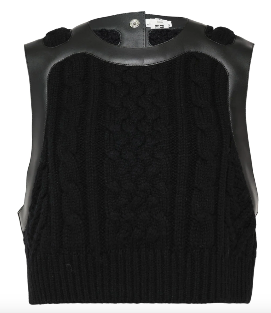 Cable Knit Leather Vest