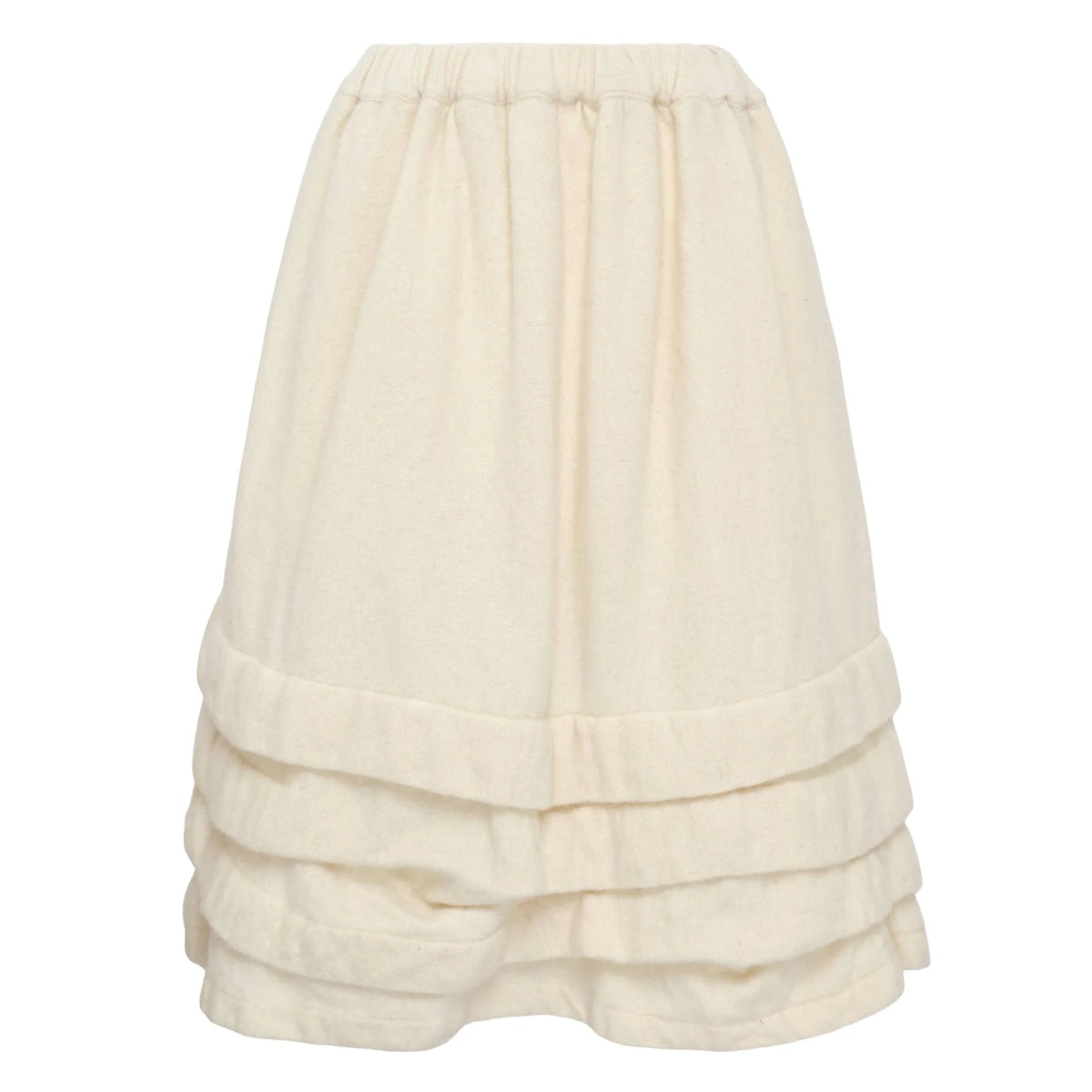 Ecru Tiered Wool Skirt