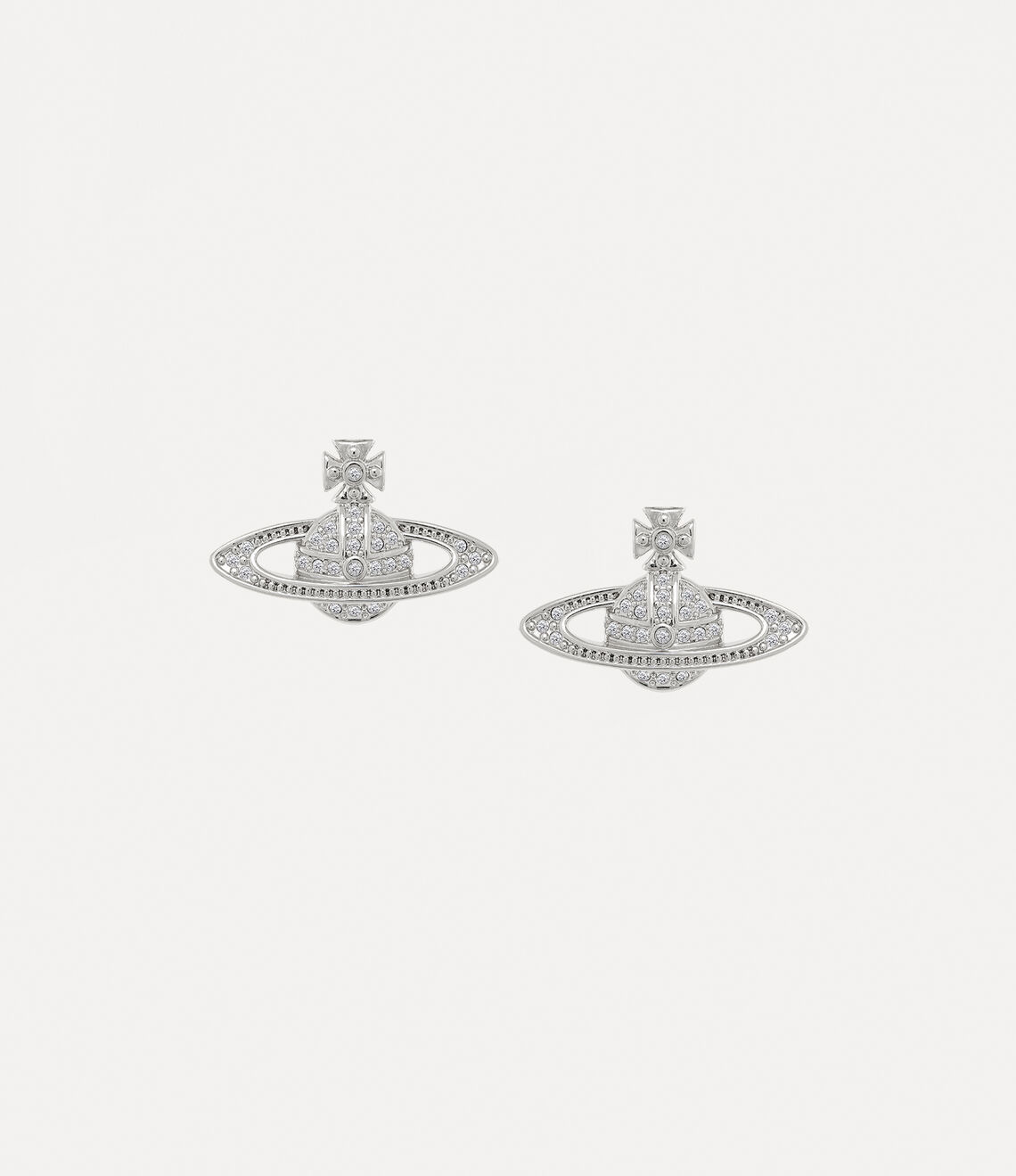 Vivienne Westwood Mini Bas Relief Earrings Platinum Crystal / OS 62020033-02P116-CN-PLATINUM-CRYSTAL-OS