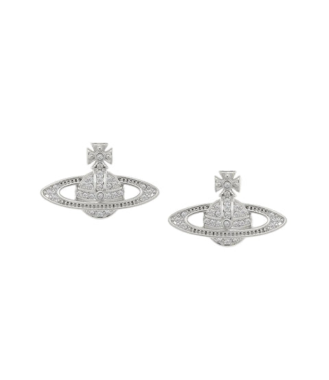 Vivienne Westwood Mini Bas Relief Earrings Platinum Crystal / OS 62020033-02P116-CN-PLATINUM-CRYSTAL-OS
