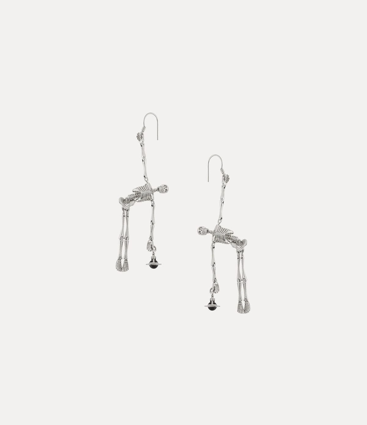 Vivienne Westwood Skeleton Earrings Platinum Black Enamel / OS 6203008Q-02P107-PLATINUM-BLACK-ENAMEL-OS
