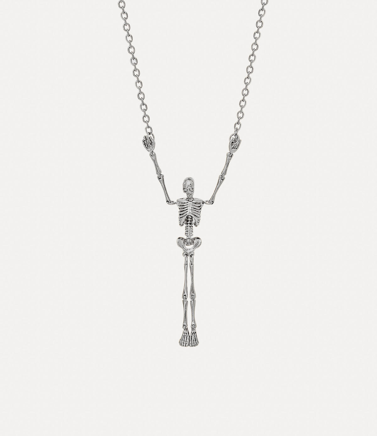 Vivienne Westwood Skeleton Long Necklace in platinum black enamel