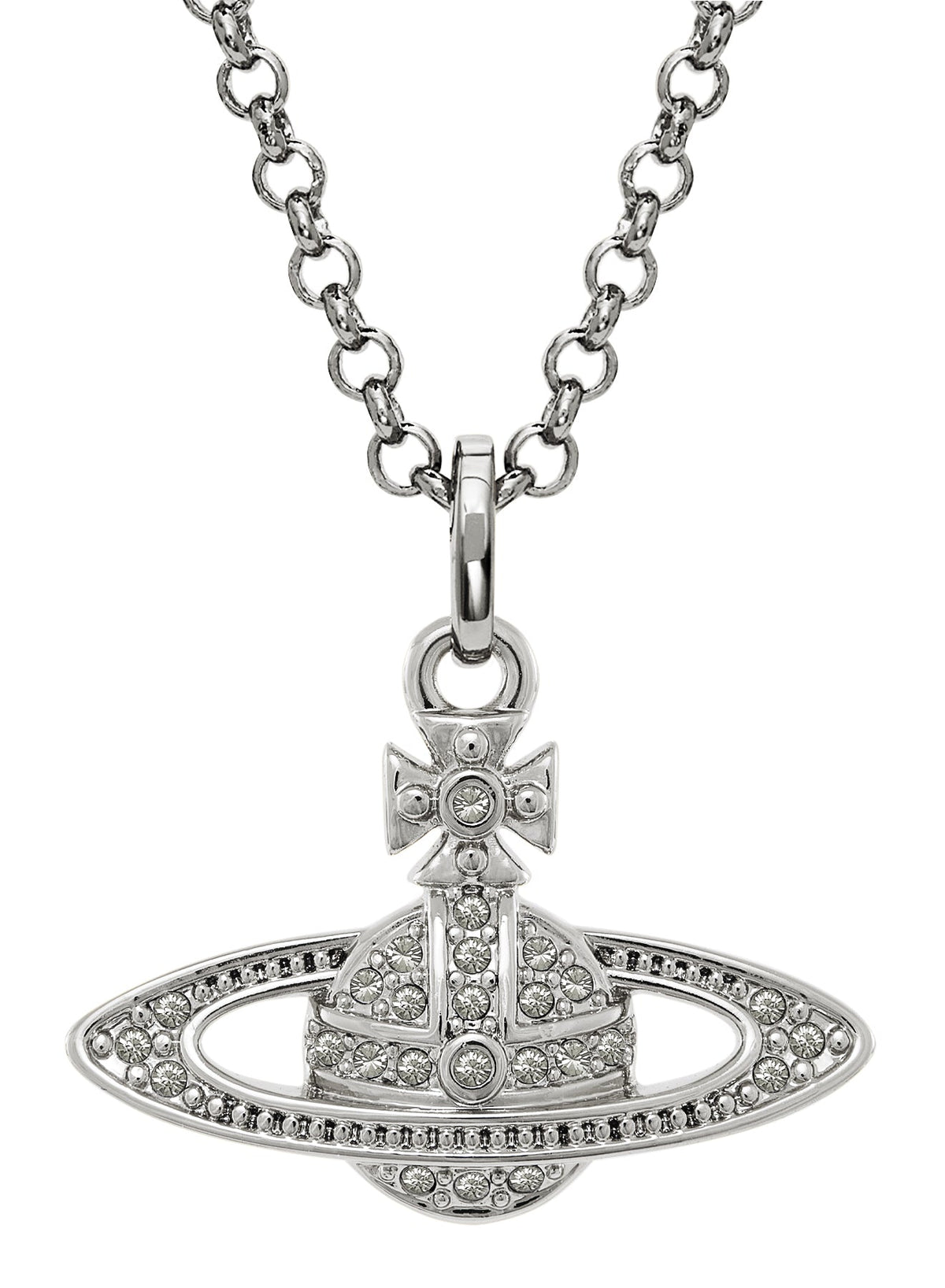 Vivienne Westwood Mini Bas Relief Pendant Platinum Crystal / OS 63020086-02P116-CN-PLATINUM-CRYSTAL-OS