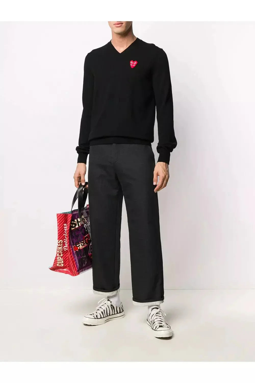 Men's V-neck Pullover Sweaters COMME des GARÇONS PLAY