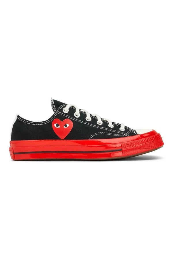 Black CDG Play x Converse Red Sole Low Top Sneakers Shoes COMME DES GARÇONS PLAY CONVERSE