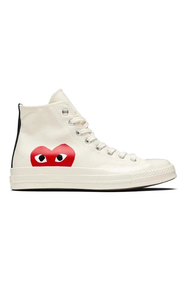Beige CDG Play x Converse Classic One Heart High Top Sneakers Shoes COMME DES GARÇONS PLAY CONVERSE