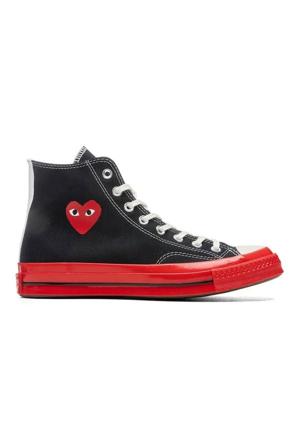 Black CDG Play x Converse Red Sole High Top Sneakers Shoes COMME DES GARÇONS PLAY CONVERSE