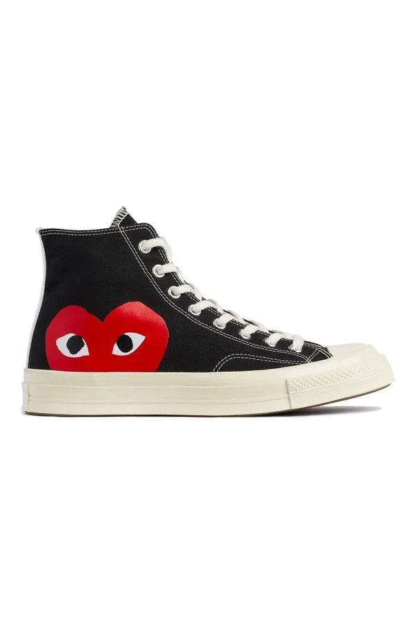 Black CDG Play x Converse Classic One Heart High Top Sneakers Shoes COMME DES GARÇONS PLAY CONVERSE