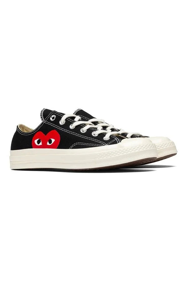 Black CDG Play x Converse Classic One Heart Low Sneakers Shoes COMME DES GARÇONS PLAY CONVERSE
