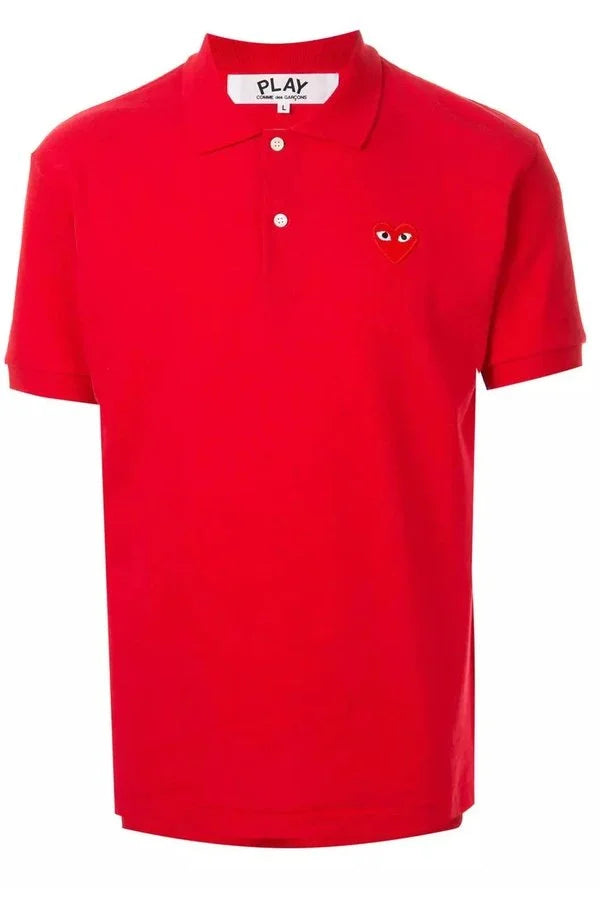 CDG PLAY Men's Red Heart Polo Tshirt in Red Shirts COMME des GARÇONS PLAY Red S
