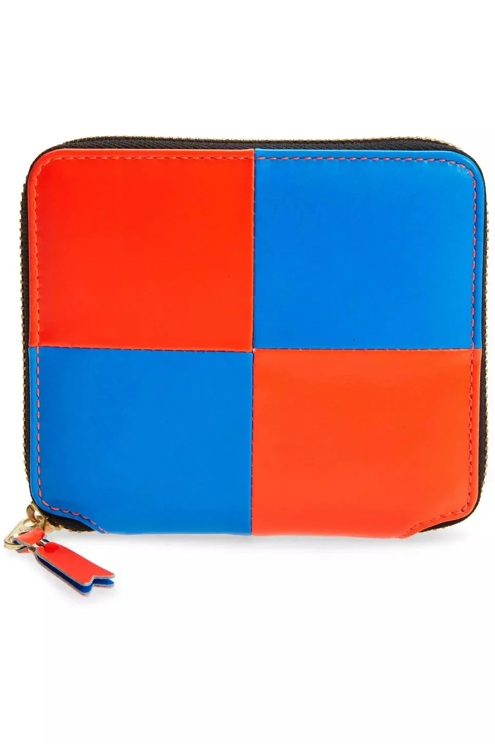 Fluo Squares Full Zip Around Zip Wallet Wallets COMME des GARÇONS Wallets Orange/Blue OS