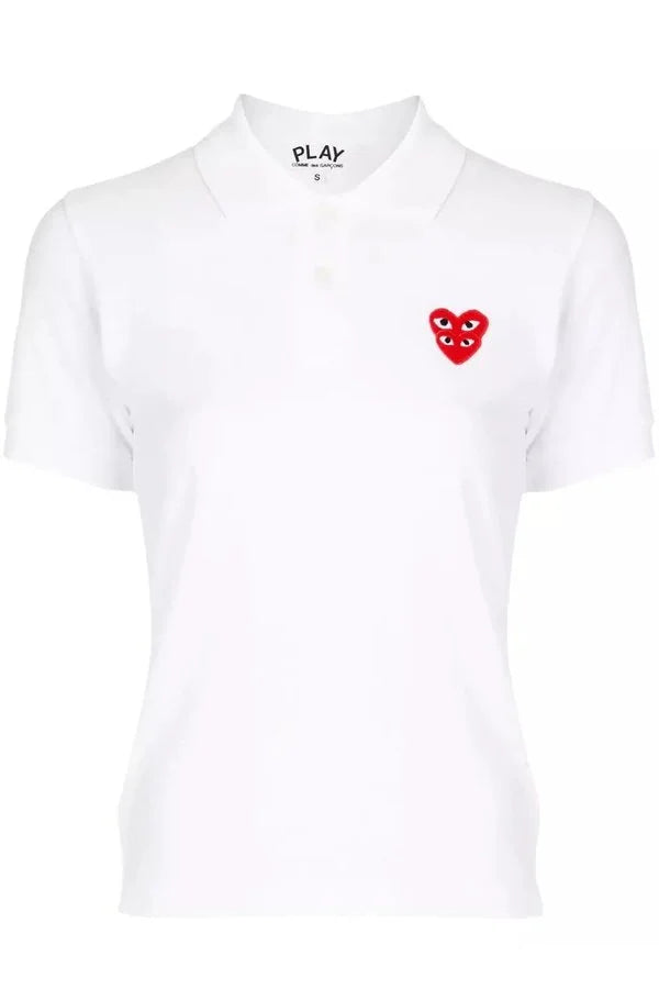 Ladies Polo Tshirt with Double Red Hearts Shirts COMME des GARÇONS PLAY
