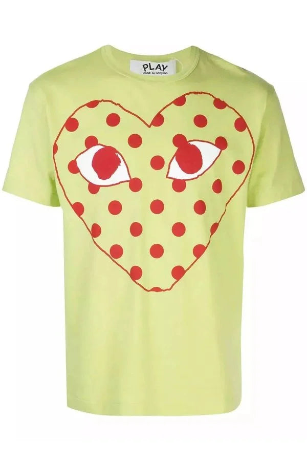Men's Play Tshirt with Large Red Polka Dot Heart T-shirts COMME des GARÇONS PLAY