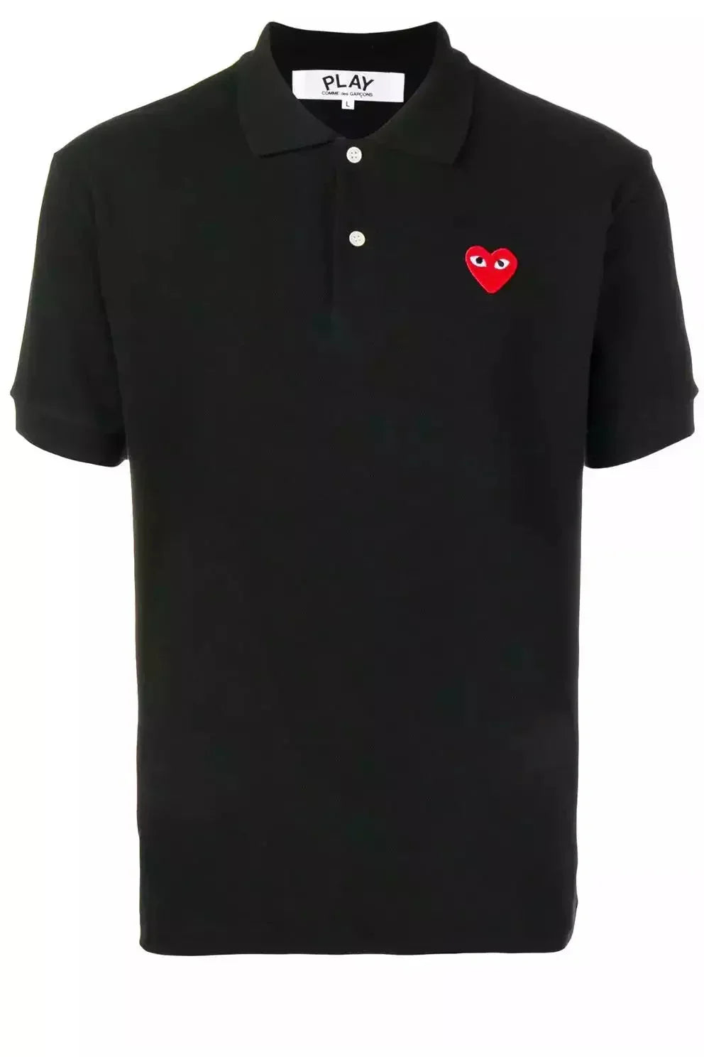 CDG PLAY Men's Red Heart Polo Tshirt in Black Shirts COMME des GARÇONS PLAY