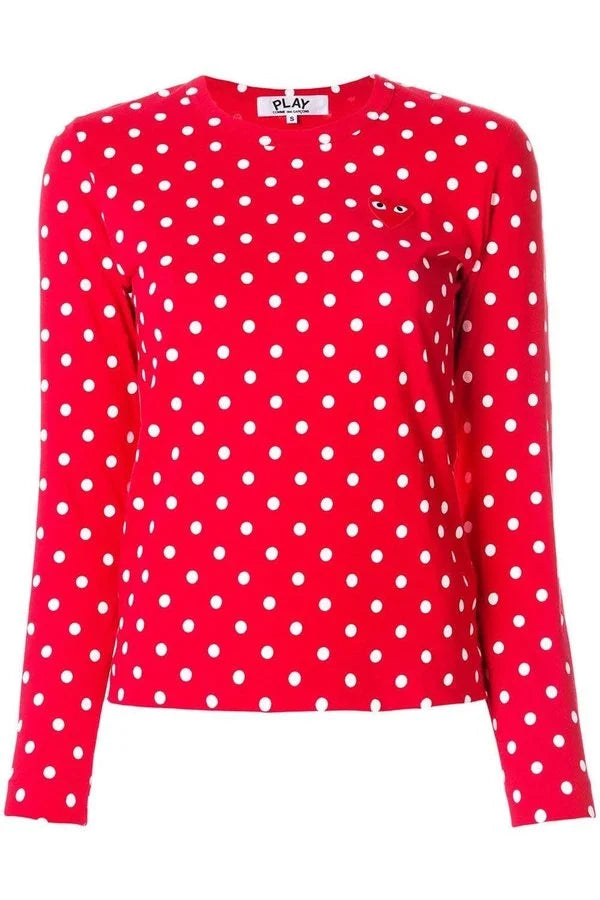 Polka Dot Heart Logo T-Shirt T-shirts COMME des GARÇONS PLAY Red/White XS