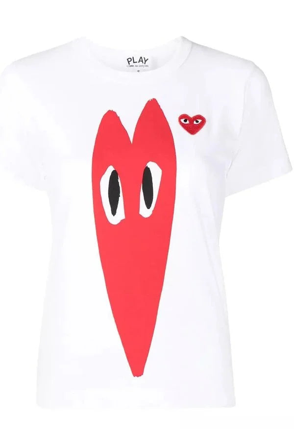 Women's Play T-shirt with Stretched Red Heart T-shirts COMME des GARÇONS PLAY