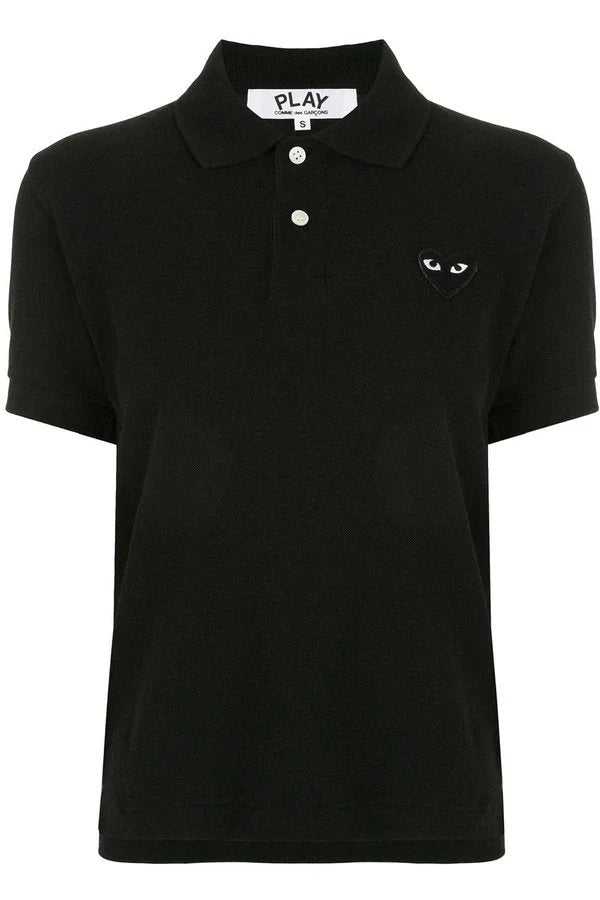 Women's Polo with Black heart Shirts COMME des GARÇONS PLAY