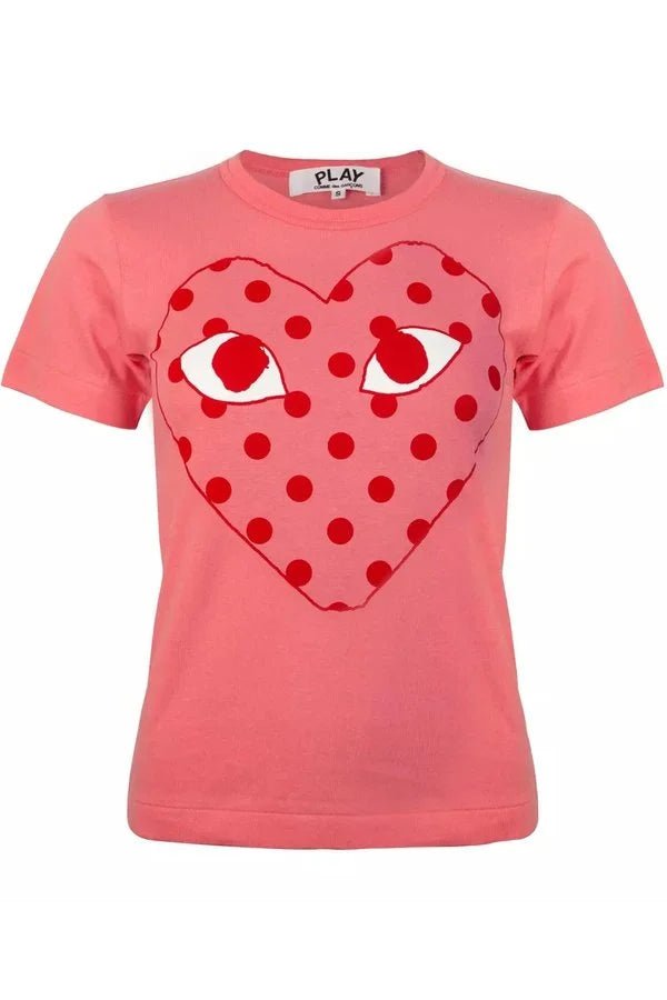 Women's Play Tshirt with Polka Dot Heart T-shirts COMME des GARÇONS PLAY