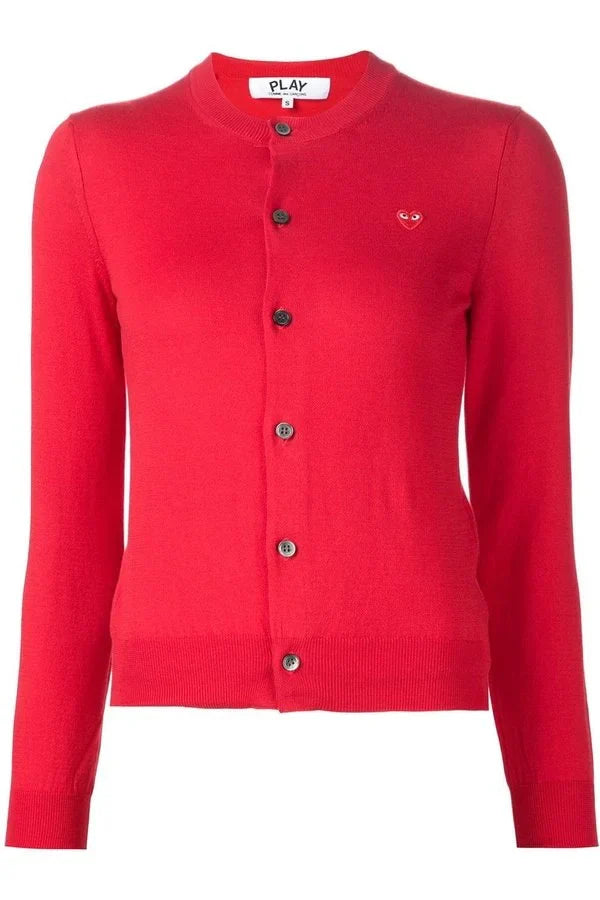 Women's Small Red Heart PLAY Cardigan Cardigans COMME des GARÇONS PLAY