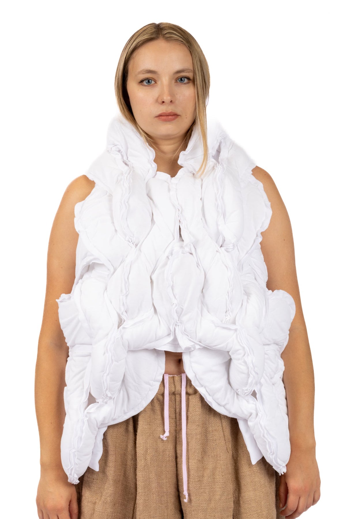 COMME des GARÇONS Twisted Puff Vest WHITE X WHITE / M GQ-J032-S26-1-3