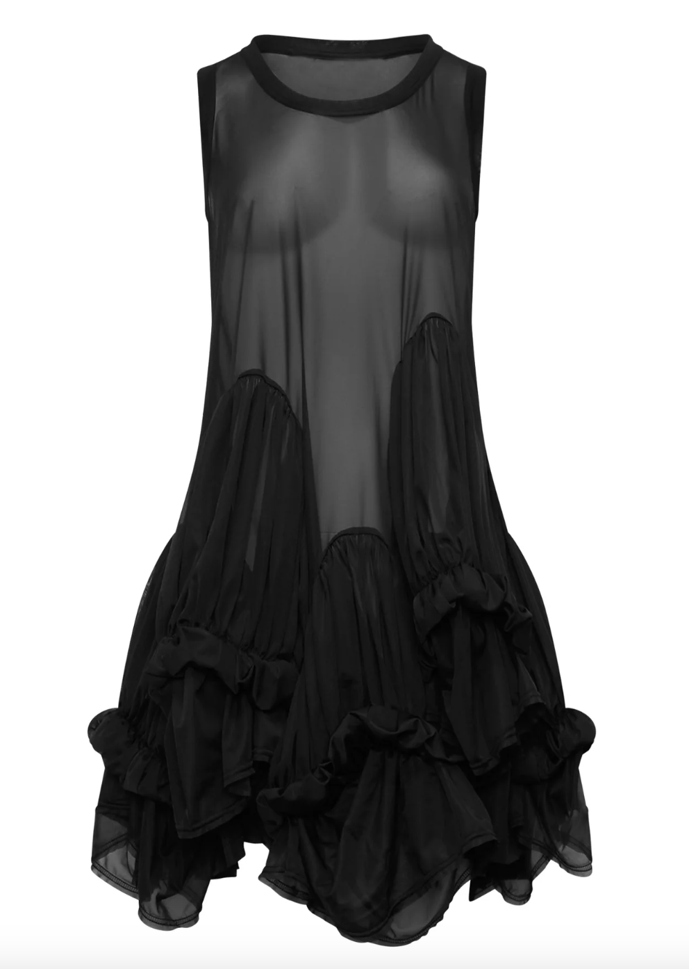 COMME des GARÇONS Sheer Ruffled Dress BLACK / S GR-T008-051-1-2