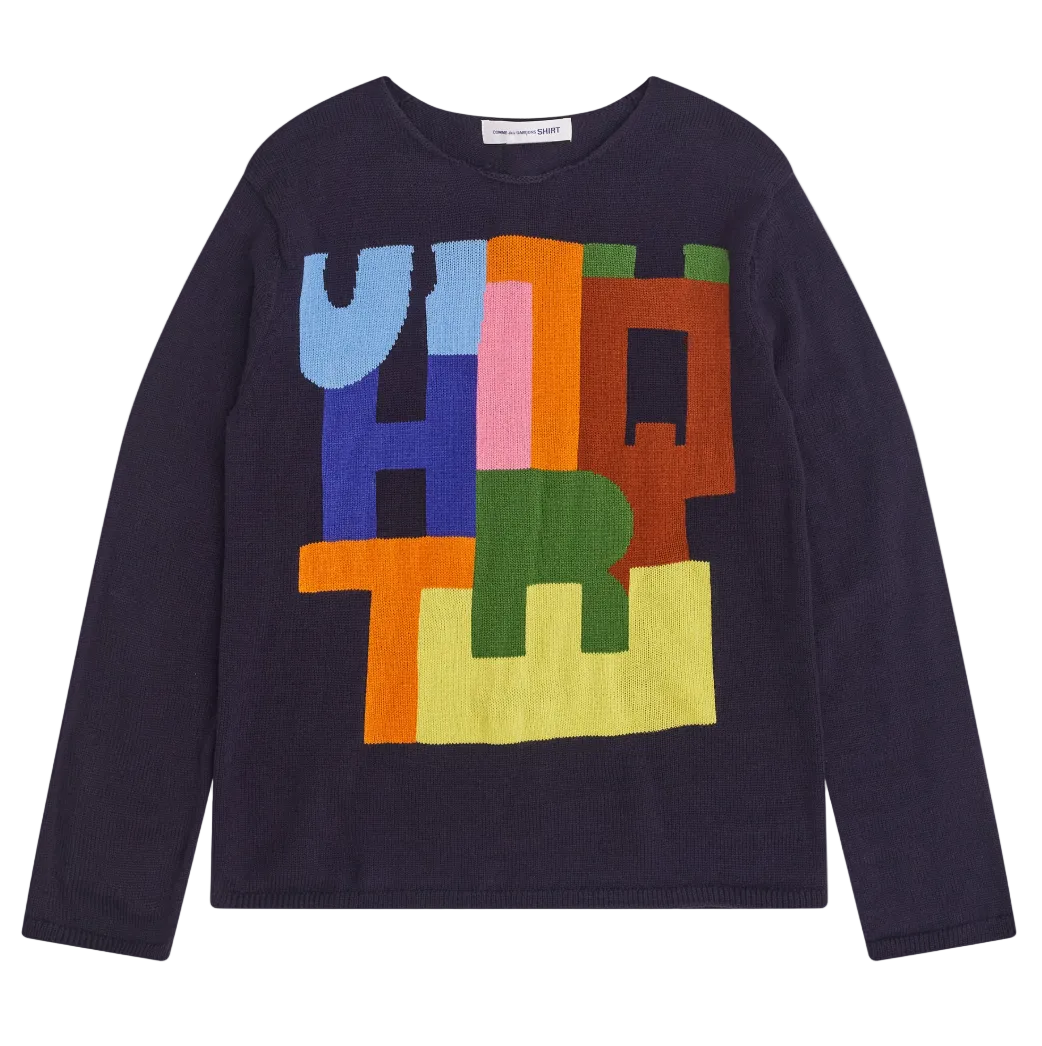 COMME des GARÇONS SHIRT Intarsia Knit Sweater NAVY / XL FP-N005-051-XL
