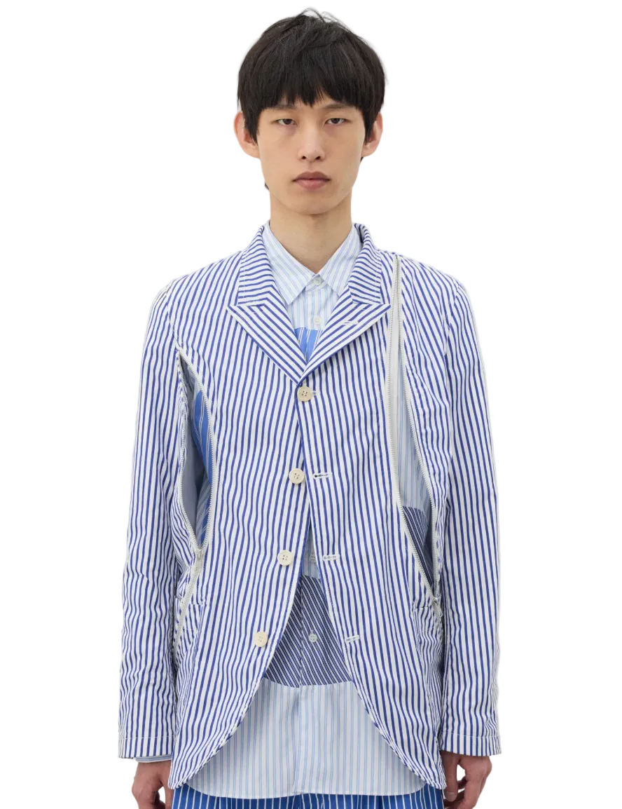 COMME des GARÇONS SHIRT Striped Woven Jacket WHITE/BLUE STRIPE / M FQ-J508-S26-M
