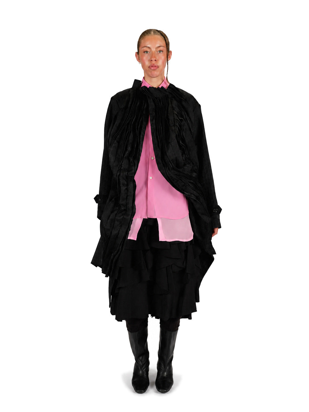 COMME des GARÇONS Pleated Emblem Coat BLACK / L GR-C005-W26-1-4
