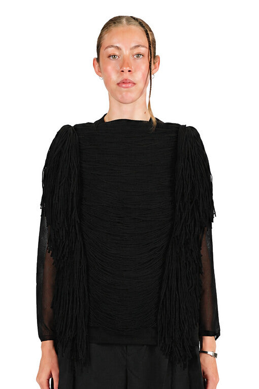 COMME des GARÇONS Tiered Yarn Mesh Top BLACK / M GR-N014-W26-1-3