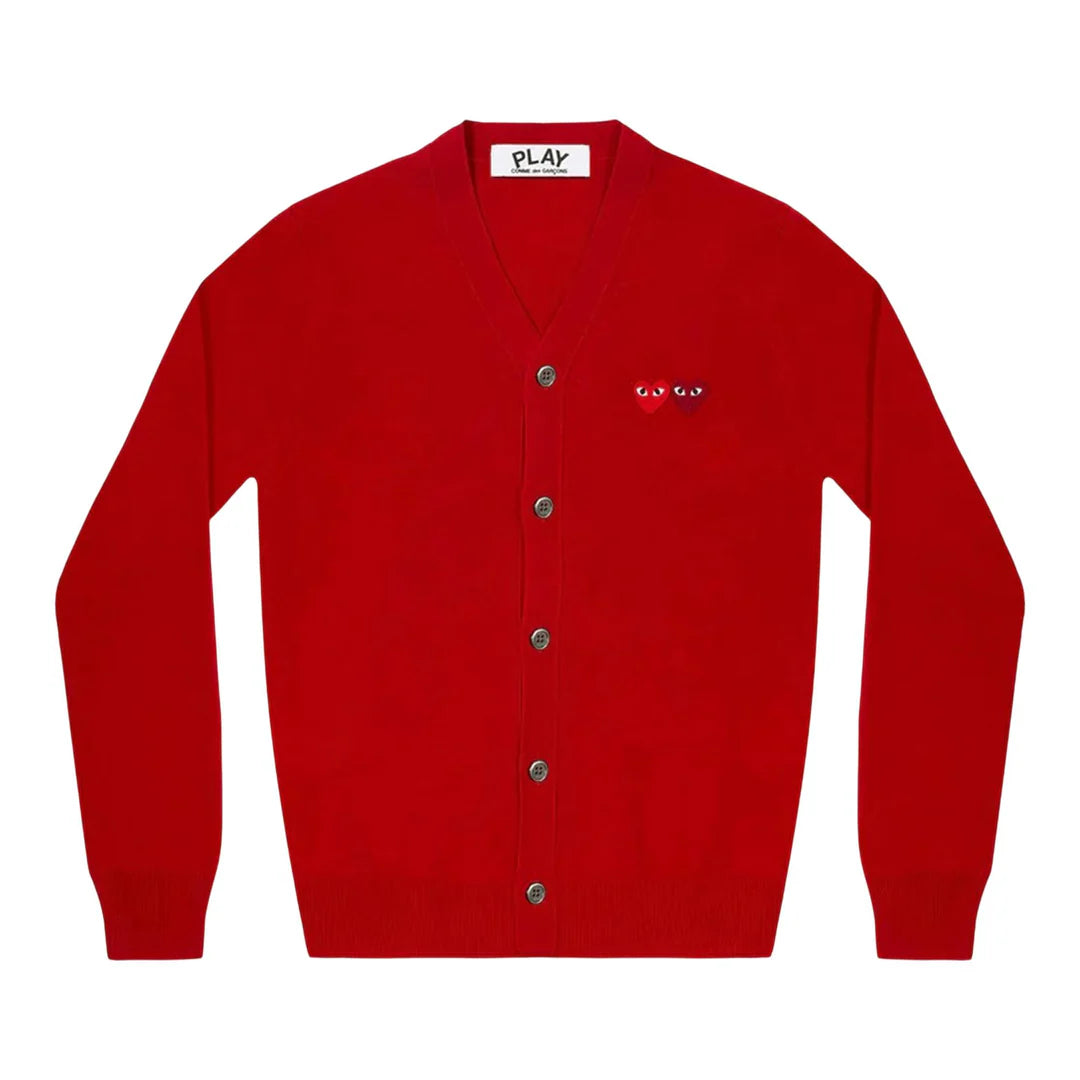 Men's Play Cardigan with Red and Burgundy Hearts