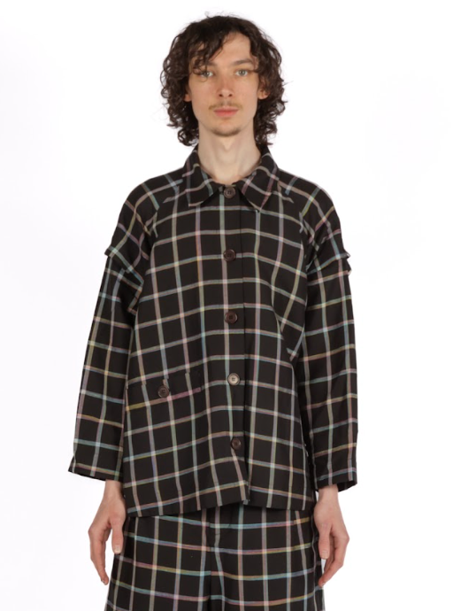 Henrik Vibskov Cover Coat BLACK CHECKS / S SS26STUD-F613