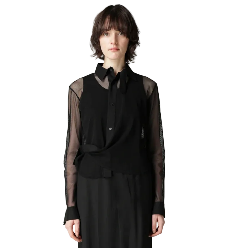 Yohji Yamamoto Tulle Cuff Detail Blouse BLACK / 1 FK-B61-900-1