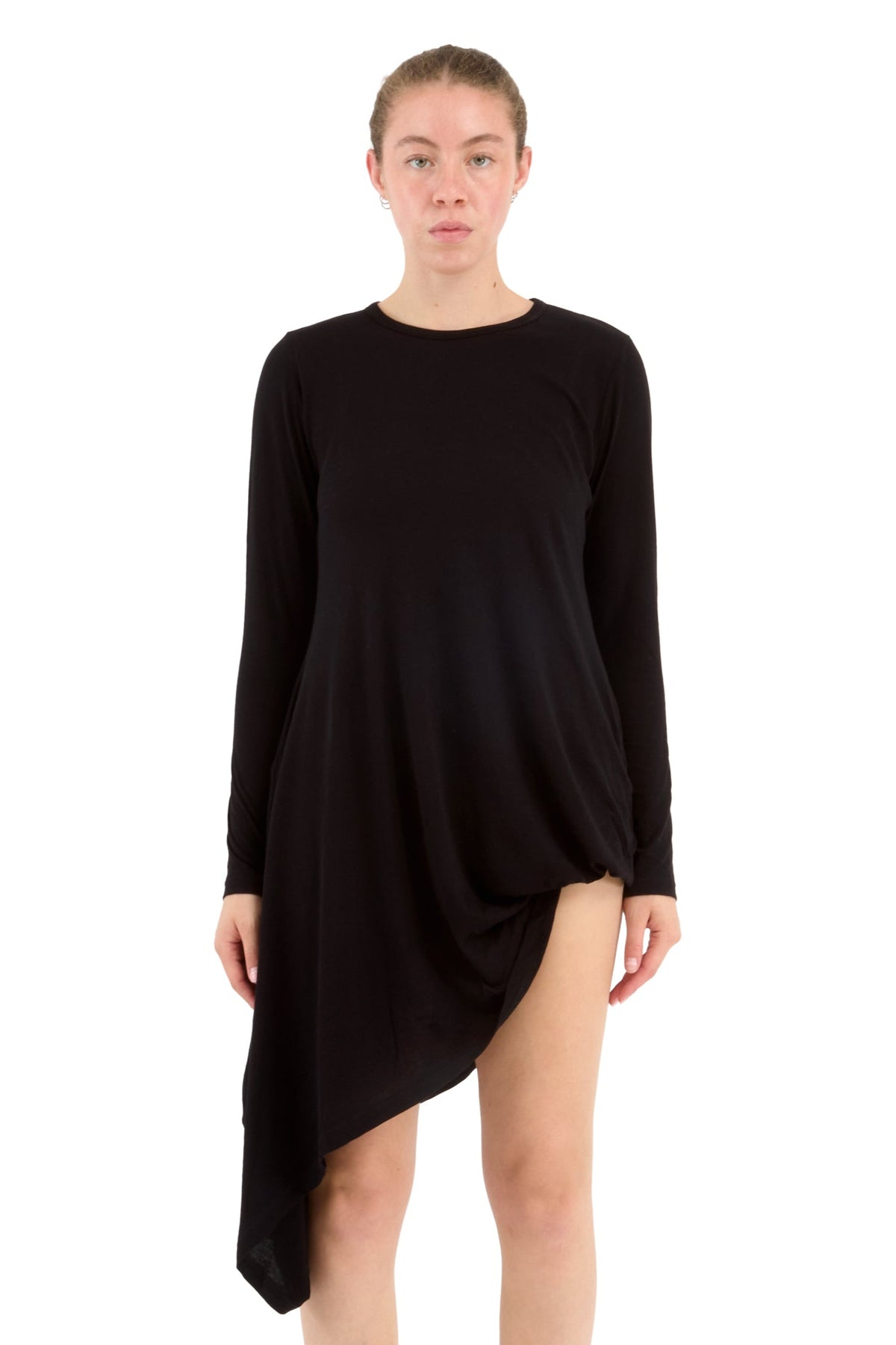 C ANGORA CASHMERE SINGLE JERSEY R DRAPED ROUND NECK PO