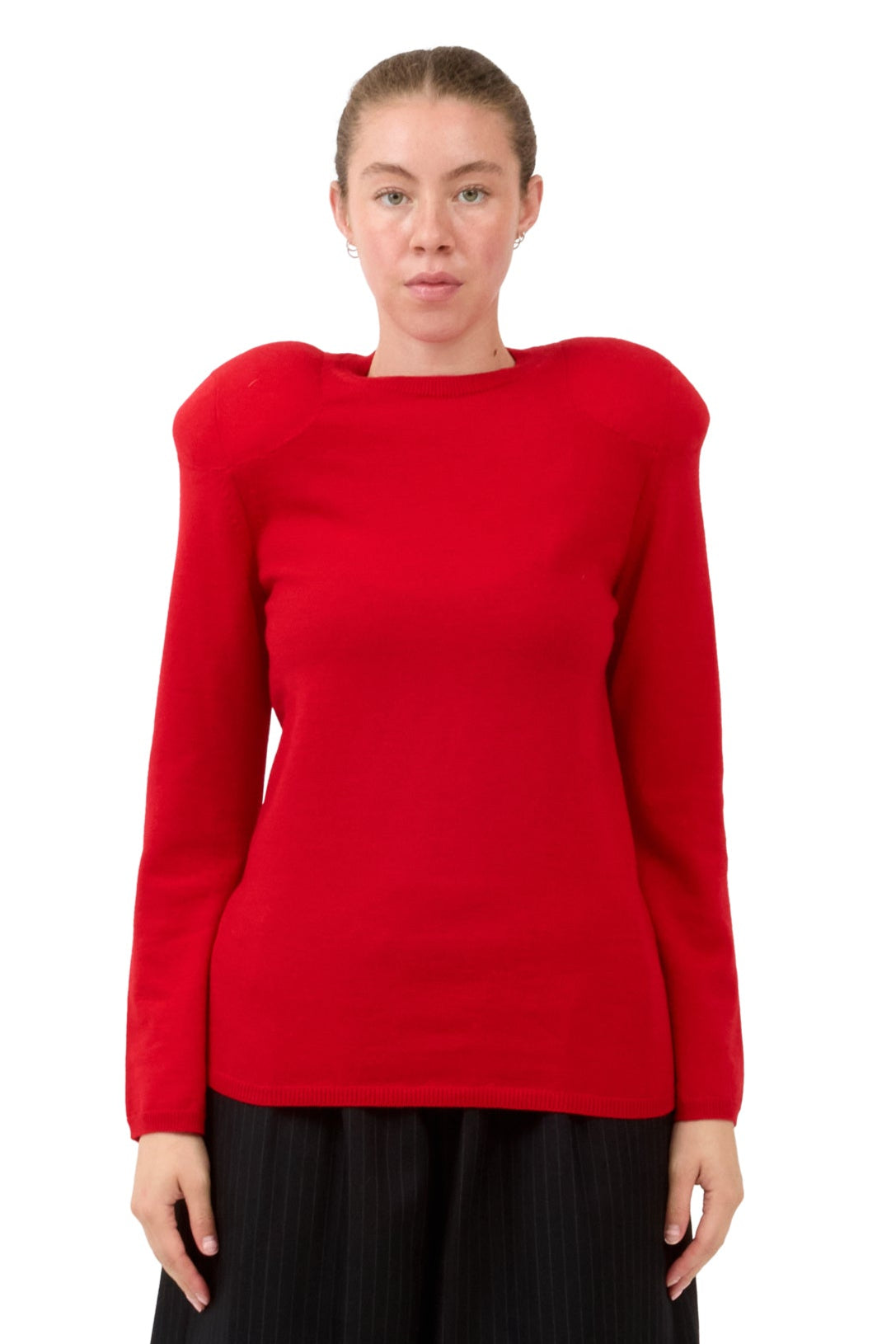 Red Shoulder Pad Sweater