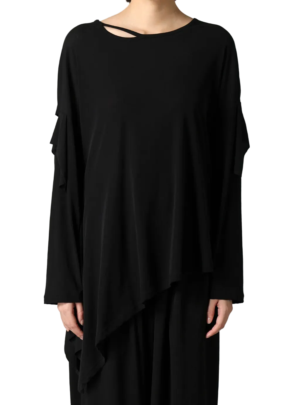 Yohji Yamamoto Single Jersey Draped Sleeve T BLACK / 2 FK-T20-075-2