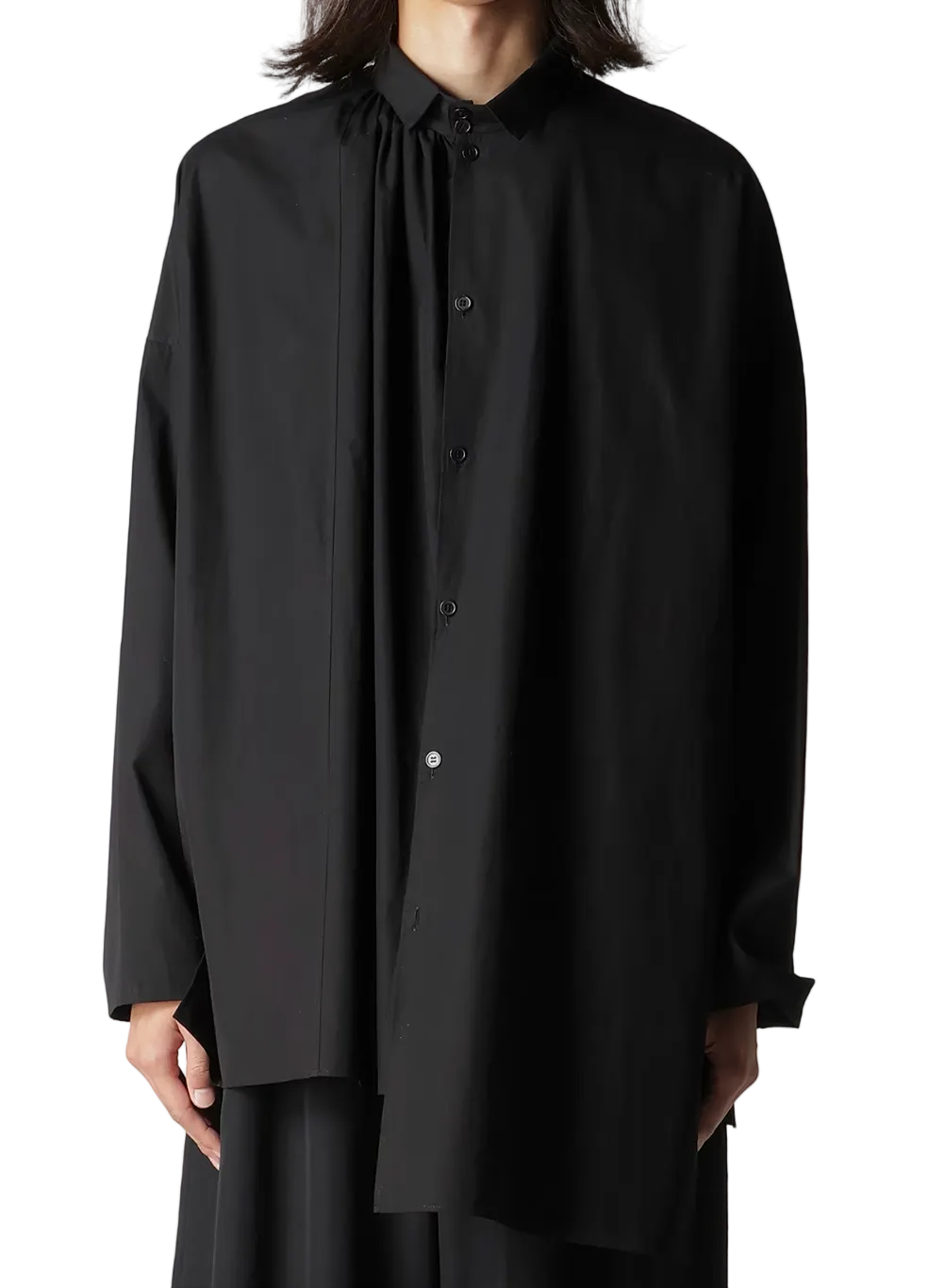 Yohji Yamamoto Collar Gather Double Blouse BLACK / 2 HK-B30-054-2