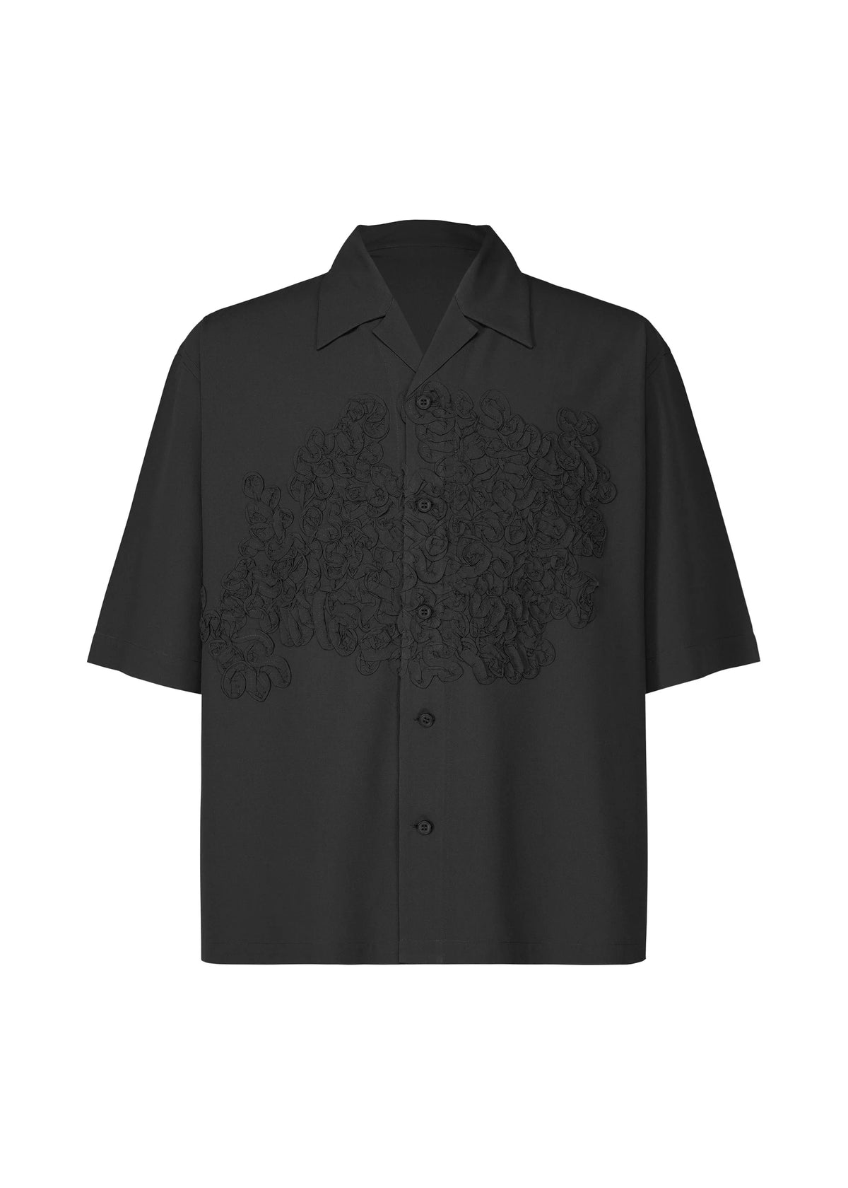 HOMME PLISSÉ ISSEY MIYAKE Embroidery Press Short Sleeve Shirt BLACK / 2 HP66FJ312-BLACK