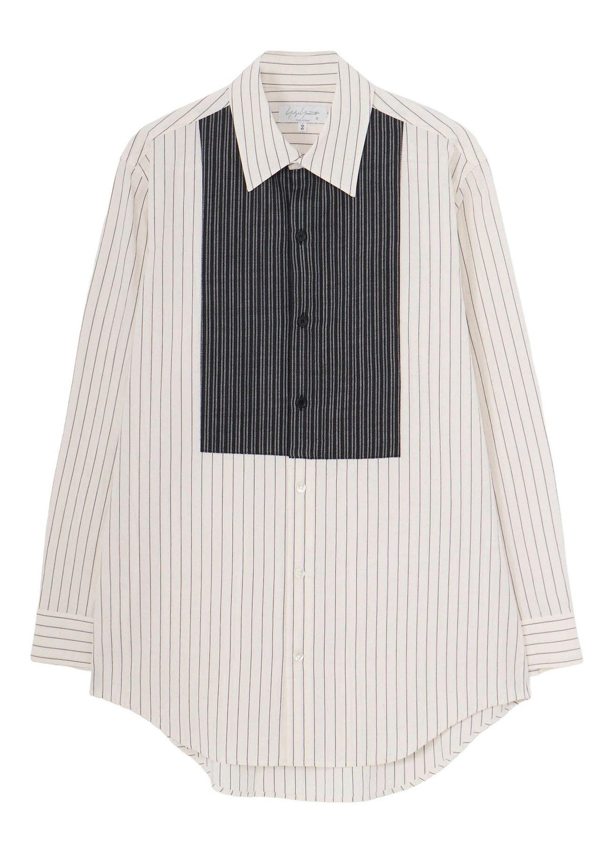 Yohji Yamamoto Front Chest Panel Collared Shirt BLACK/WHITE / 2 HW-B42-828-BLK-X-WHT-2