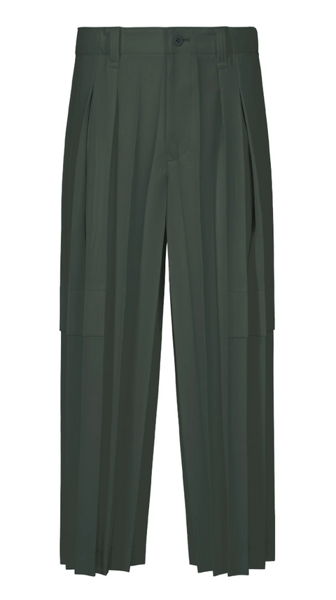 HOMME PLISSÉ ISSEY MIYAKE Edge Ensemble Pants Rock Green Grey / 2 HP68FF168
