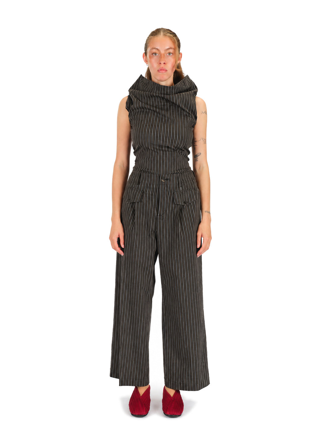 ISSEY MIYAKE ALLOW Stripe Top BLACK-HUEDED no.17 / 2 IM68FJ092